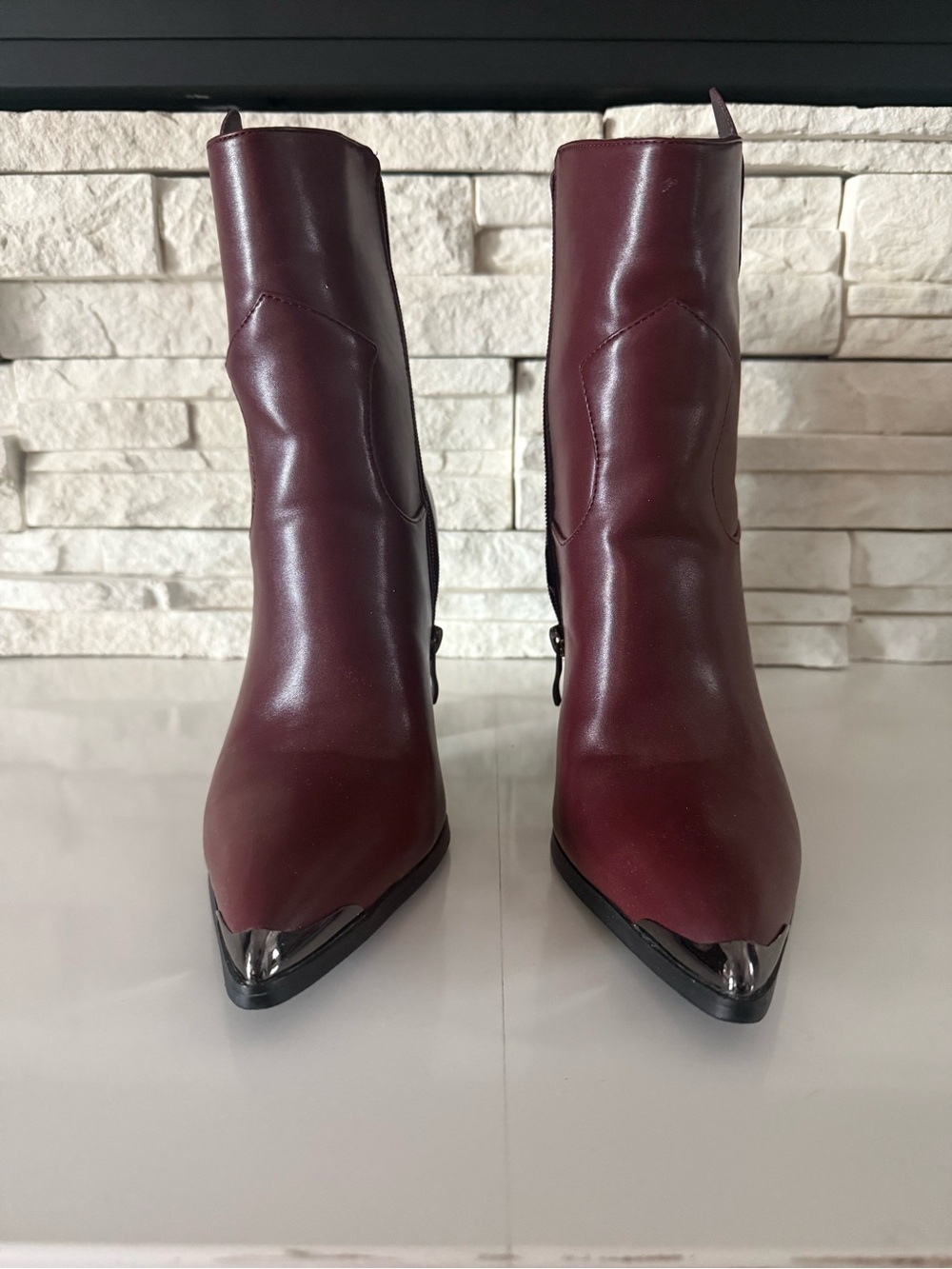 Women's Burgundy Pointed Toe Ankle Boots